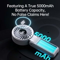 JISULIFE mini Quạt cầm tay 5 tốc độ pin 3600/ 5000mah sử dụng lên đến 19h