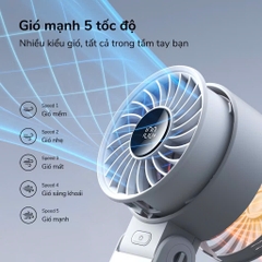 JISULIFE mini Quạt cầm tay 5 tốc độ pin 3600/ 5000mah sử dụng lên đến 19h