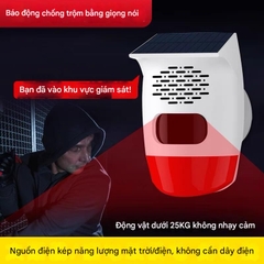 Báo động chống trộm cảm ứng hồng ngoại ngoài trời dùng năng lượng mặt trời, từ xa, dùng cho vườn cây ăn quả, ao cá, cắm trại, có giọng nói