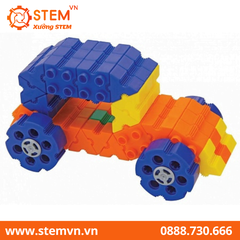 Đồ chơi lắp ráp 12 mô hình phương tiện sắc màu cầu vòng 140 pcs
