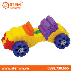 Đồ chơi lắp ráp 12 mô hình phương tiện sắc màu cầu vòng 140 pcs