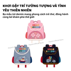 BALO MẦM NON ZOYZOII EXPLORE DENIM BAG, CẶP ĐI HỌC CHO BÉ 2,3,4,5 TUỔI B85
