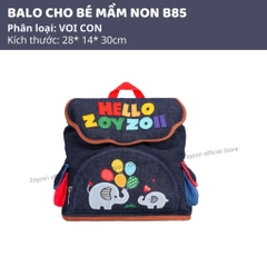 BALO MẦM NON ZOYZOII EXPLORE DENIM BAG, CẶP ĐI HỌC CHO BÉ 2,3,4,5 TUỔI B85