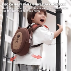 BALO CHO BÉ MẦM NON CHÍNH HÃNG CAO CẤP ZOYZOII ANIMAL SERIES SAFETY BACKPACK CHO BÉ ĐI HỌC KÈM DÂY ĐEO CHỐNG LẠC MÃ B32