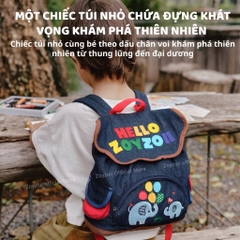 BALO MẦM NON ZOYZOII EXPLORE DENIM BAG, CẶP ĐI HỌC CHO BÉ 2,3,4,5 TUỔI B85