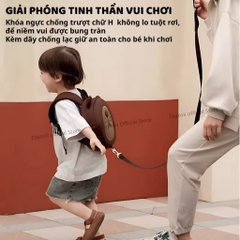 BALO CHO BÉ MẦM NON CHÍNH HÃNG CAO CẤP ZOYZOII ANIMAL SERIES SAFETY BACKPACK CHO BÉ ĐI HỌC KÈM DÂY ĐEO CHỐNG LẠC MÃ B32