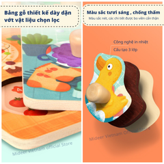 BẢNG GHÉP HÌNH NÚM GỖ WOODEN PEG PUZZLES - MIDEER