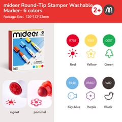 BÚT MÀU DẠ NƯỚC 2 ĐẦU ROUND-TIP STAMPER WASHABLE MARKERS - MIDEER