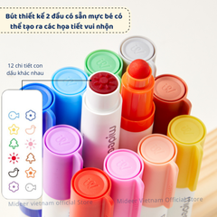 BÚT MÀU DẠ NƯỚC 2 ĐẦU ROUND-TIP STAMPER WASHABLE MARKERS - MIDEER