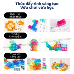 ĐỒ CHƠI XẾP HÌNH KHỐI NAM CHÂM ÁNH SÁNG CREATIVE MAGNETIC BUILDING BLOCKS - MIDEER
