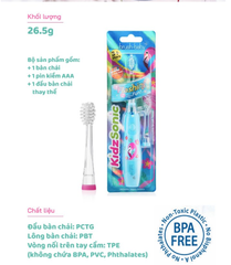 BÀN CHẢI ĐIỆN SÓNG ÂM DÙNG PIN KIDZSONIC - BRUSH-BABY