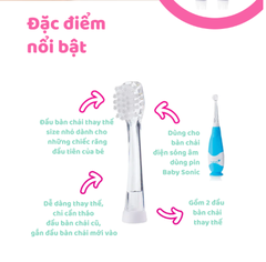 BỘ 2 ĐẦU BÀN CHẢI THAY THẾ CHO BÀN CHẢI ĐIỆN BABYSONIC TỪ 0-18 THÁNG - BRUSH-BABY