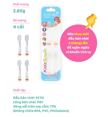 BỘ 4 ĐẦU BÀN CHẢI THAY THẾ CHO BÀN CHẢI ĐIỆN BABYSONIC TỪ 3 TUỔI - BRUSH-BABY