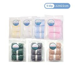 KHĂN SỮA/KHĂN LÓT ĐẦU/KHĂN LAU MẶT/KHĂN YẾM VẢI BÔNG 9 LỚP (SET 3 CÁI) - L'ANGE