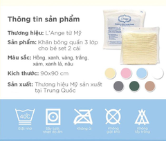KHĂN QUẤN/ KHĂN CHE CHO BÉ BÚ/ CHĂN ĐẮP VẢI BÔNG 3 LỚP 90X90CM (SET 2 CÁI)- L'ANGE