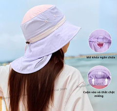 MŨ CHỐNG NẮNG CHE VAI GÁY ZOYZOII LARGE BRIM SUN HAT , CHỐNG TIA UV CHO BÉ TRAI BÉ GÁI B62
