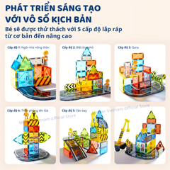 ĐỒ CHƠI XẾP HÌNH NAM CHÂM ÁNH SÁNG MAGNETIC TILES LITTLE ARCHITECT 3+ - MIDEER