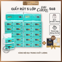 Bịch 10 gói giấy ăn Caitong 5 lớp xanh ngọc 90 tờ K30