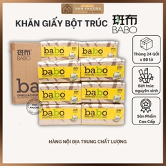Giấy Ăn Rút Bột Trúc Nguyên Sinh BABO Thùng 24 Gói Hàng Cao Cấp K63