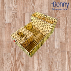 Khay giả mây đa năng đựng đũa muống, giấy ăn, gia vị