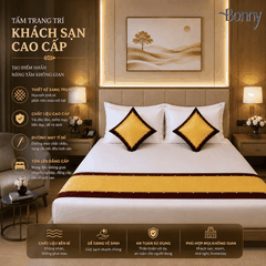 Tấm trải giường, vỏ gối trang trí giường - Vàng trần bông
