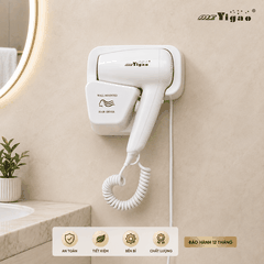 Máy sấy tóc treo tường Yigao 1000W [Tặng kèm miếng dán không cần khoan tường]