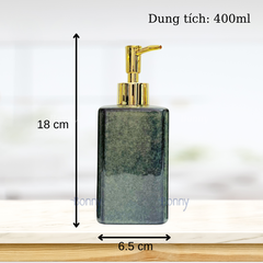 Bình chữ nhật men hỏa biến xanh đậm TT06-HBNHAT 340ml