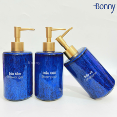 Bình trụ tròn men hỏa biến xanh đậm TT05-HBDAM 420ml