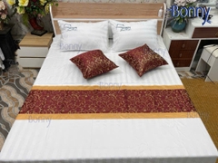 Tấm trải giường, vỏ gối trang trí giường - Vàng trần bông