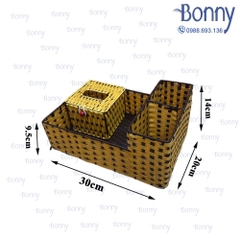 Khay giả mây đa năng đựng đũa muống, giấy ăn, gia vị