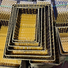 Khay nhựa chữ nhật giả mây