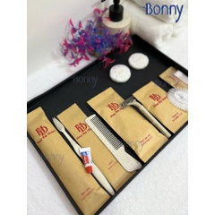 Bộ đồ dùng khách sạn Amelities túi giấy Kraft ruột nhựa bịch 100c