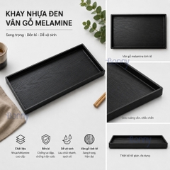 Khay nhựa vân gỗ đen Melamine