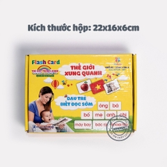 Bộ thẻ học flash card tiếng anh 14 chủ đề loại to giấy A5 thông minh cho bé