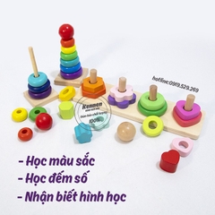 Xếp tháp cầu vồng giáo cụ montessori cho bé từ 1-3 tuổi LOẠI ĐẸP