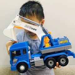 Mô hình máy xúc, trộn bê tông, cẩu bánh đà khoẻ kèm đèn nhạc