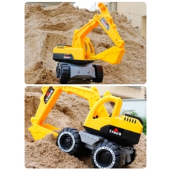 Mô hình máy xúc, trộn bê tông, cẩu bánh đà khoẻ kèm đèn nhạc