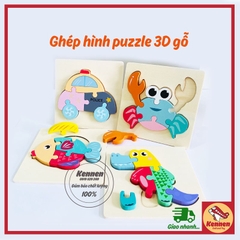 Ghép hình puzzle 3D cho bé từ 2 tuổi level 1 miếng vuông LOẠI ĐẸP