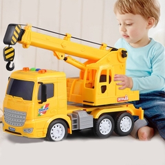 Mô hình máy xúc, trộn bê tông, cẩu bánh đà khoẻ kèm đèn nhạc