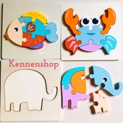 Ghép hình puzzle 3D cho bé từ 2 tuổi level 1 miếng vuông LOẠI ĐẸP