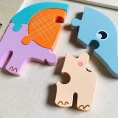 Ghép hình puzzle 3D cho bé từ 2 tuổi level 1 miếng vuông LOẠI ĐẸP