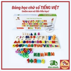 Bảng học số và chữ cái Tiếng Việt gỗ cao cấp