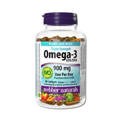 Viên Uống Hỗ Trợ Sức Khỏe Tim Mạch, Trí Não Webber Naturals Triple Strength Omega-3 EPA/DHA 900mg