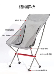 Ghế dã ngoại có tựa đầu Portable Folding Chair Màu Xám