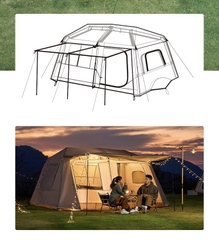 Lều Tự Bung Cắm Trại  2 phòng, Lều dã ngoại tự bung 6-8 người, Lều Glamping Chính hãng Mountain