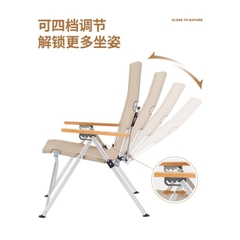 Ghế xếp có tay tựa gối đầu Portable Folding Chải, Ghế cắm trại gấp gọn có tựa đầu, Ghế dã ngoại gấp gọn nâng ngả dễ dàng