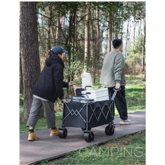Xe kéo mọi địa hinh, xe kéo gấp gọn 2 chiều, xe kéo camping, xe dã ngoại màu đen