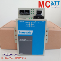 Bộ chuyển đổi quang điện 1 cổng Gigabit Ethernet 3Onedata MODEL3012-S-SC-20KM (Dual fiber, Single-mode, SC, 20KM)