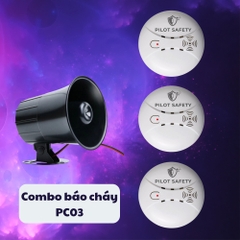 Combo báo cháy PC03 ( 03 báo khói + 1 còi báo động + 1 nguồn )