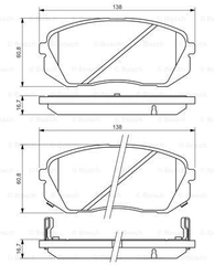Má phanh trước KIA Carens 1.6/2.0 (2006-2012); K3 1.6/2.0 (2013+); Optima/K5 2.0/2.4 (1205-2020); Soul 2.0 (2014+); Sportage 2.0 4WD (2010-2016); Sportage 1.6 (2021+); HYUNDAI Kona 1.6 (2018+); Tucson 2.0 (2010-2015) chính hãng Bosch (0986494422)